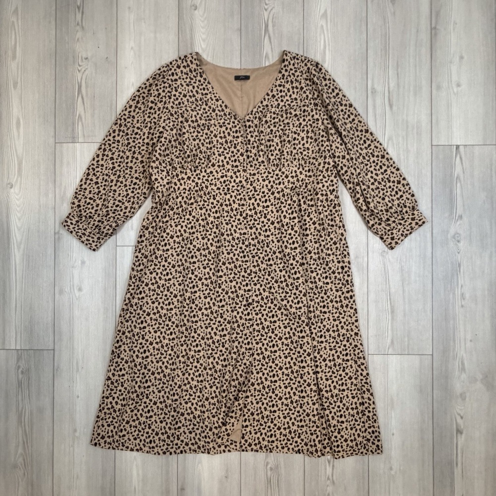 J.Crew Button-front A-line midi dress in leopard AD076 Size XL / XXL 25" PTP